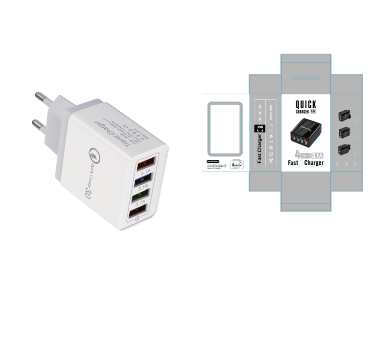 4-Port USB Quick Charger with Quick Charge 3.0