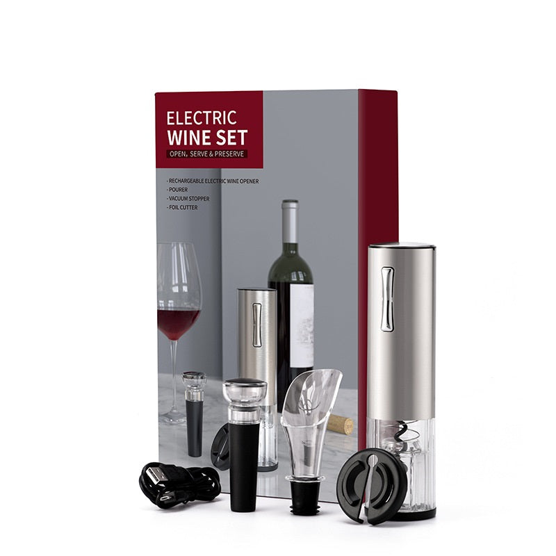 Electric Wine Opener Set with Foil Cutter for Kitchen and Dining