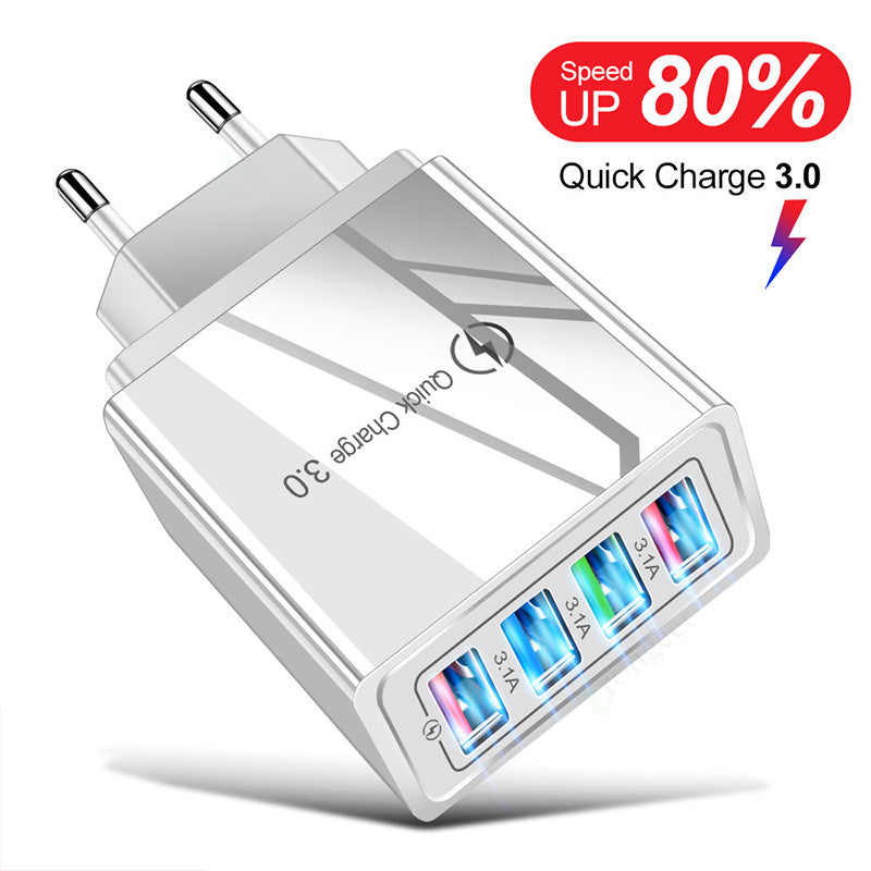 4-Port USB Quick Charger with Quick Charge 3.0