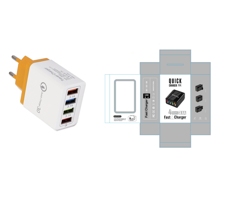 4-Port USB Quick Charger with Quick Charge 3.0