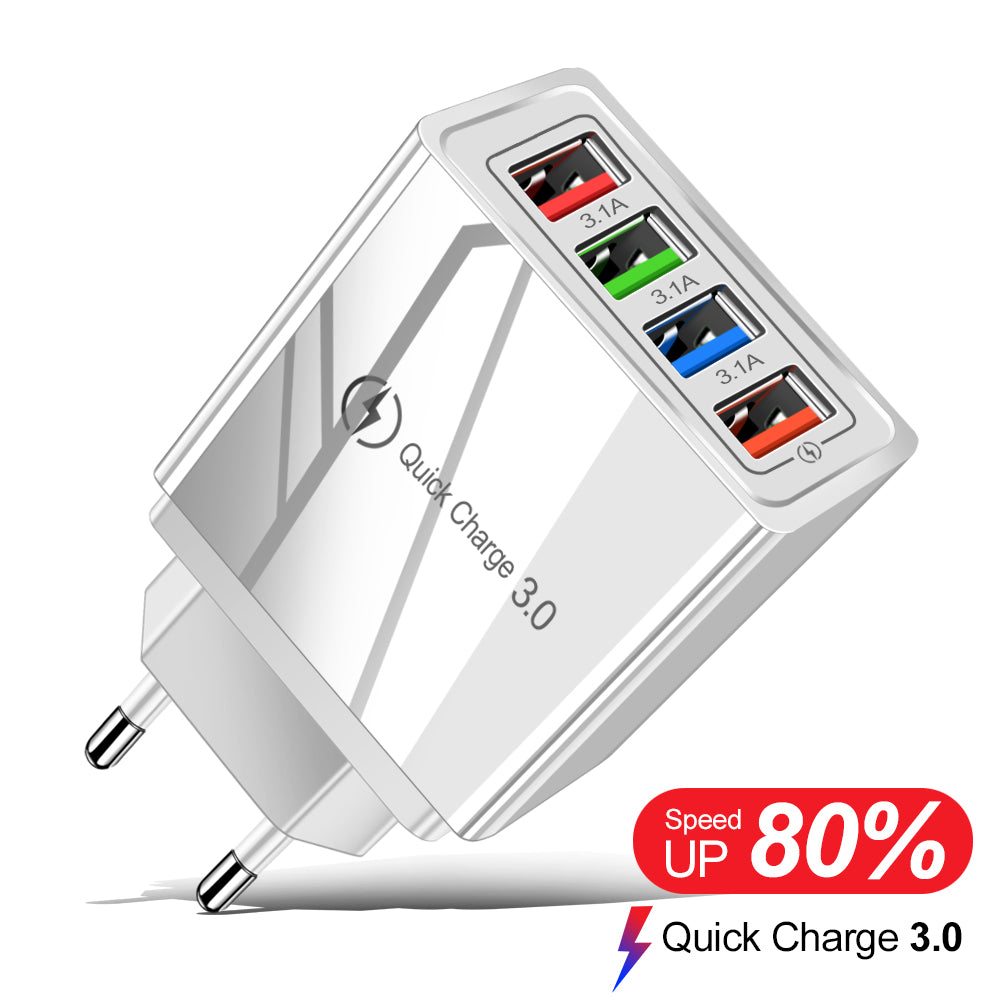 4-Port USB Quick Charger with Quick Charge 3.0