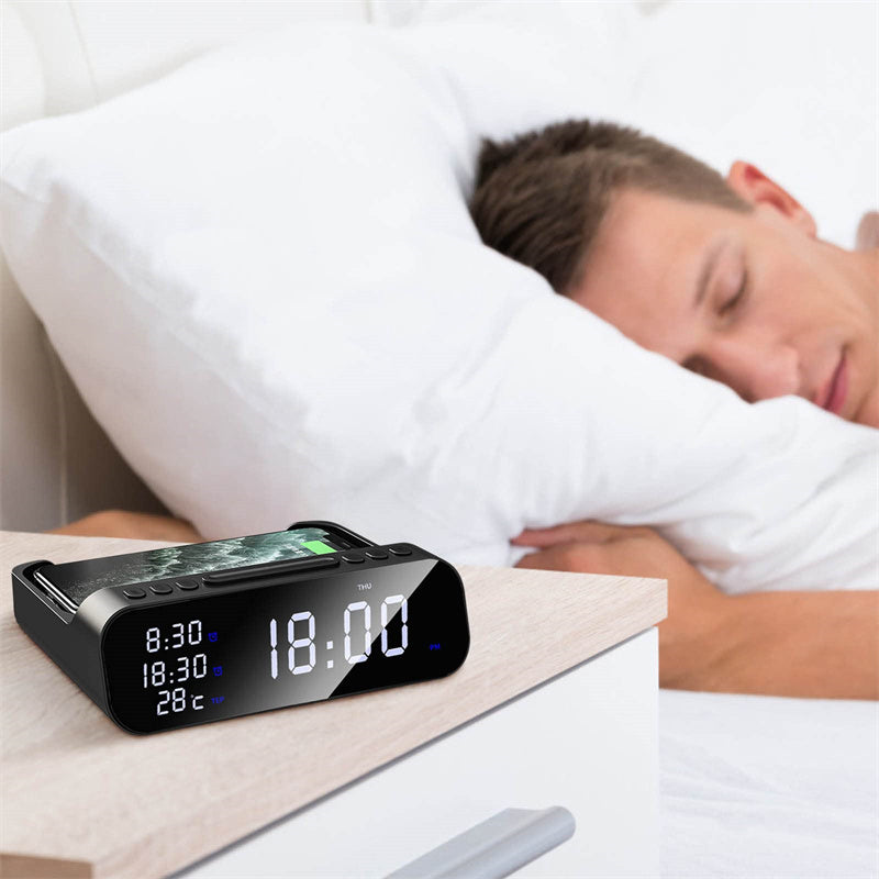 3-in-1 Wireless Charger with Temperature Tester, Alarm Clock and Fast Charging