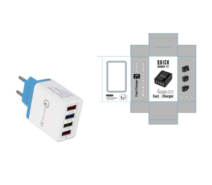 4-Port USB Quick Charger with Quick Charge 3.0