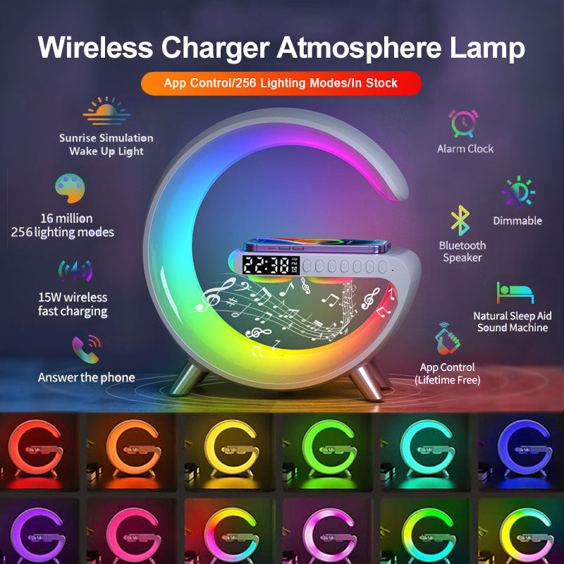 Intelligent LED Lamp with Bluetooth Speaker and Wireless Charging for Home Décor