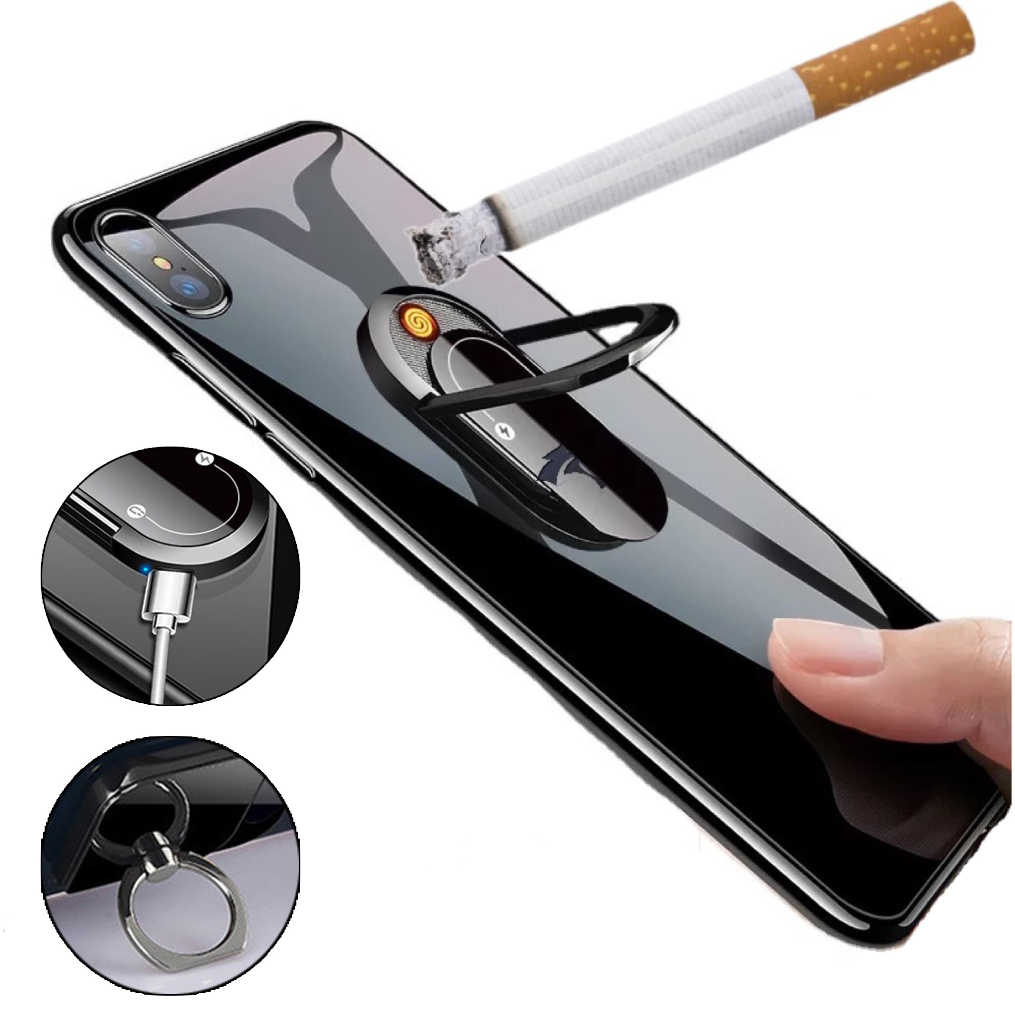 Portable 2-in-1 USB Plasma Lighter and Phone Holder