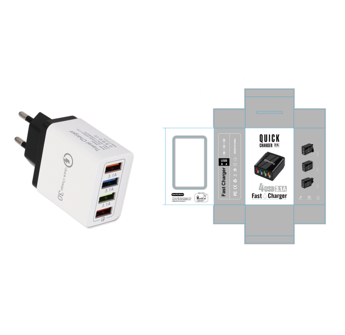 4-Port USB Quick Charger with Quick Charge 3.0