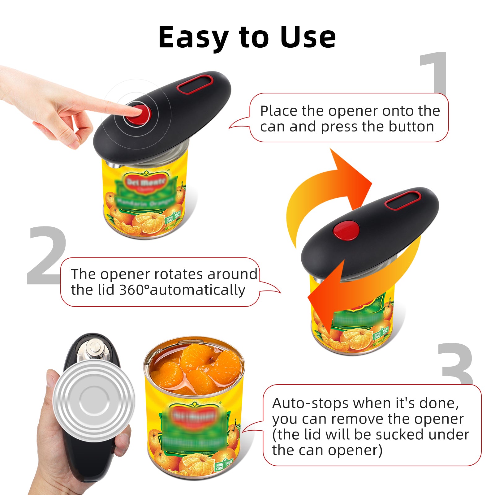 Electric Automatic Can Opener and Bottle Opener with One-Touch Function