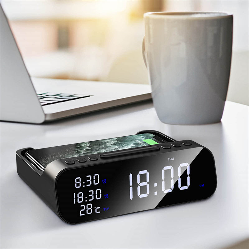 3-in-1 Wireless Charger with Temperature Tester, Alarm Clock and Fast Charging