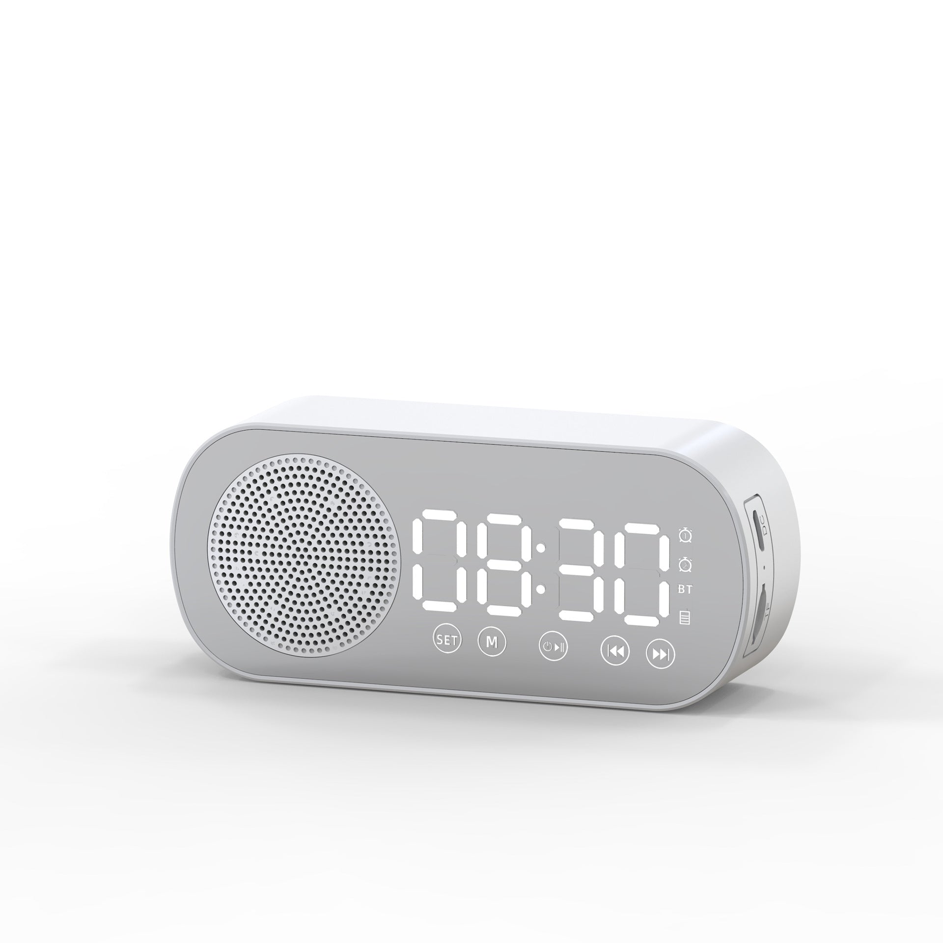 BT Music Alarm Clock with Mirror, FM Radio, and LED Display