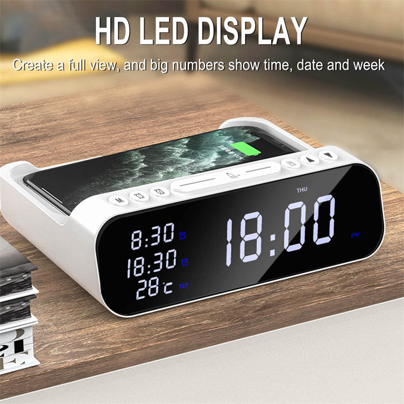 3-in-1 Wireless Charger with Temperature Tester, Alarm Clock and Fast Charging