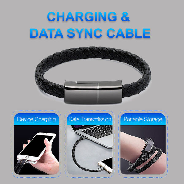 Bracelet Charger USB Cable for iPhone and USB-C Phones